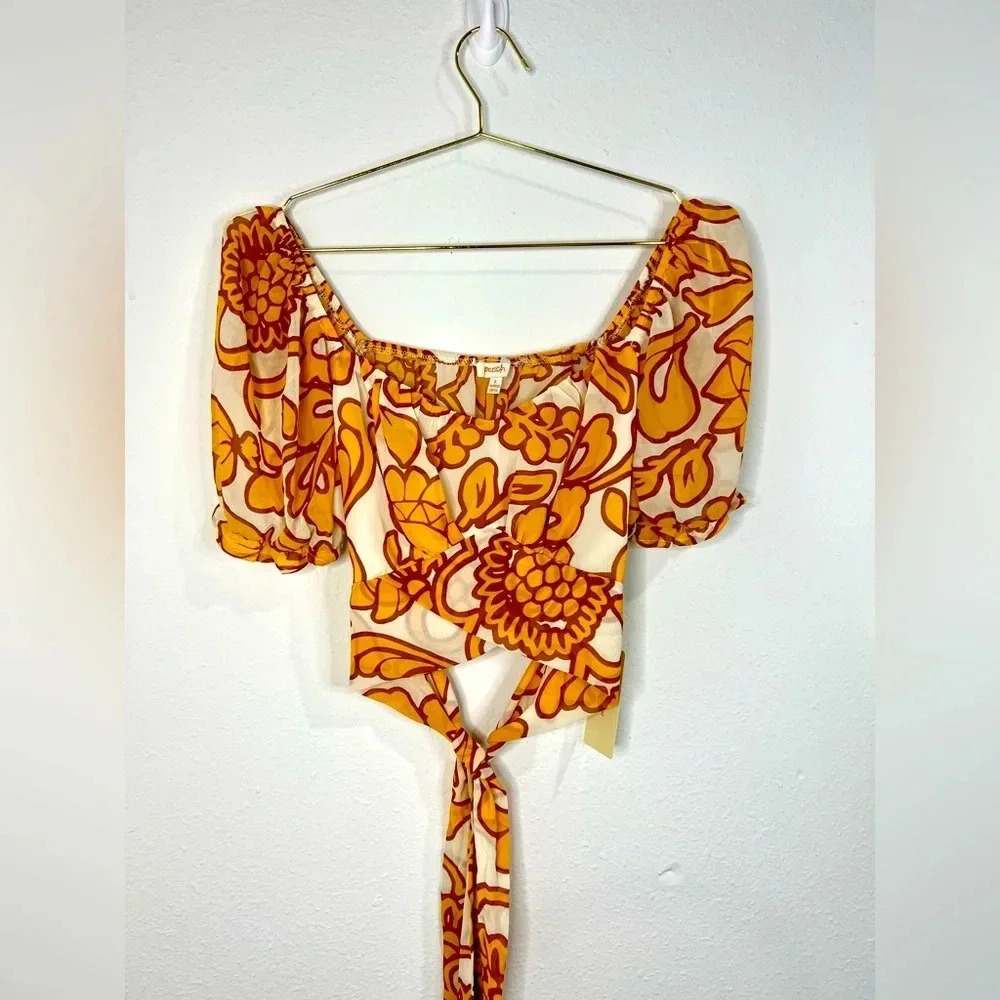 Floral Orange Crop Top